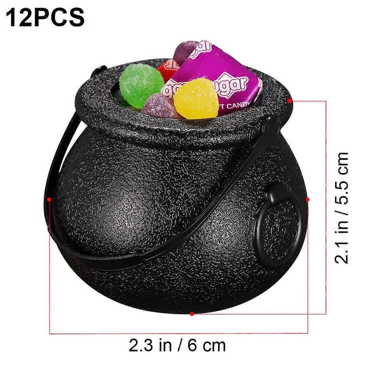 Halloween Candy Bucket with Handle for Treat Storage 2Pcs Black Cauldron Pots