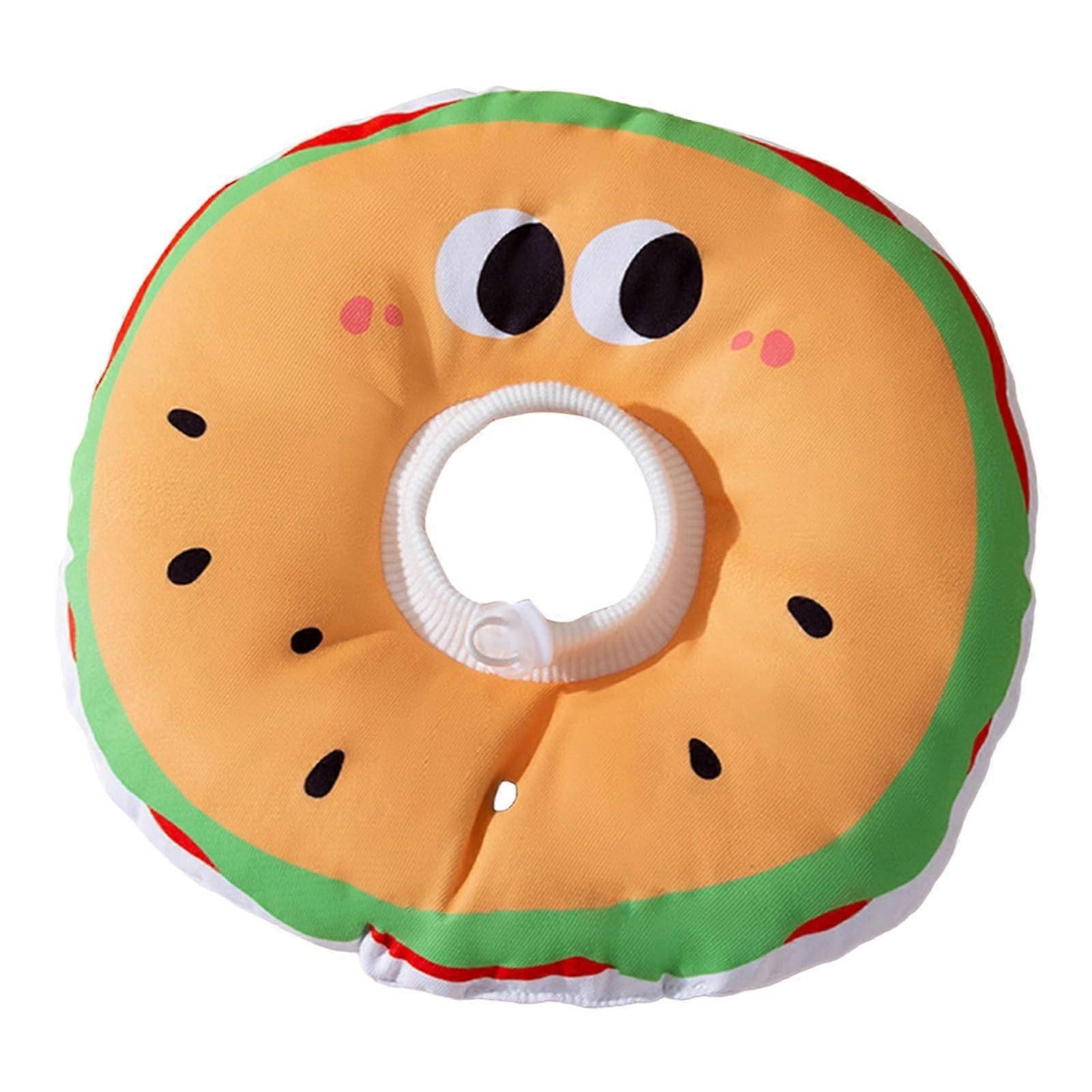 Soft Recovery Cone Collar Hamburger Design For Cats And Small Dogs, 9.4 X 10.6 In, Adjustable Post-Surgery Head Cover
