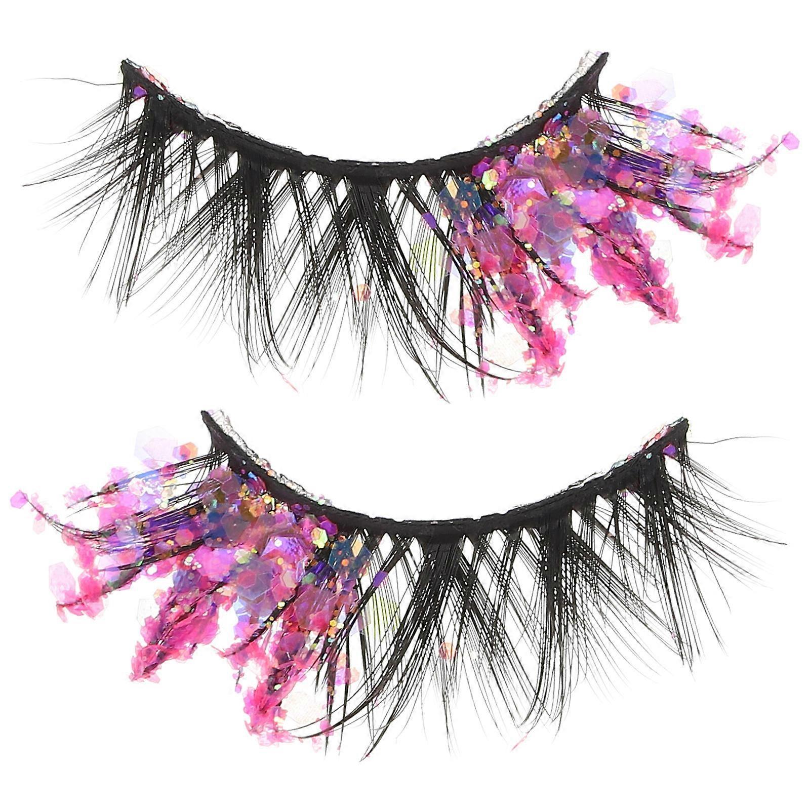 2Pcs Purple False Eyelashes for Decoration Luminous Performance Lashes