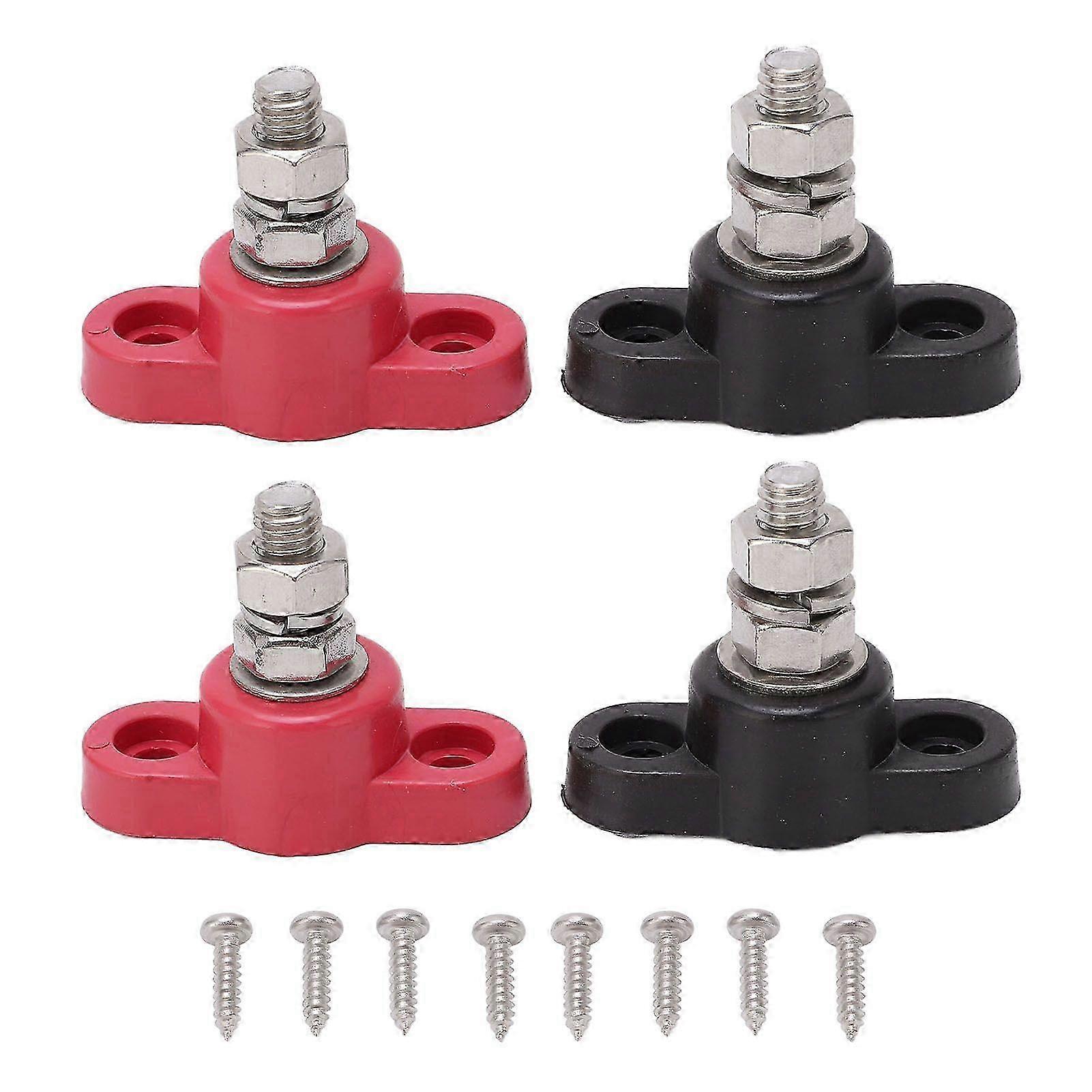 25-26 4Pcs Battery Terminal Blocks 12V 24V Safe Red Black Power Stud Battery Junction Block Post