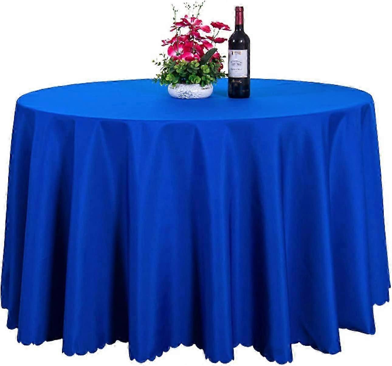 Round Solid Color Polyester Tablecloth Household Tablecloth (royal Blue)