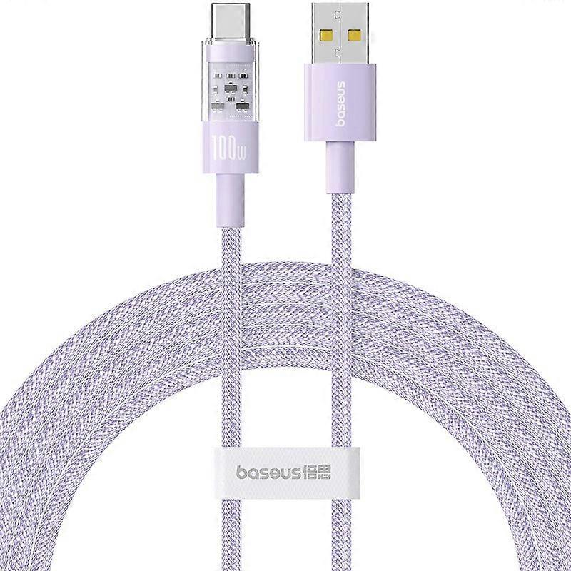 Câble de charge rapide Baseus Gem USB A vers USB C 2 m 100 W violet