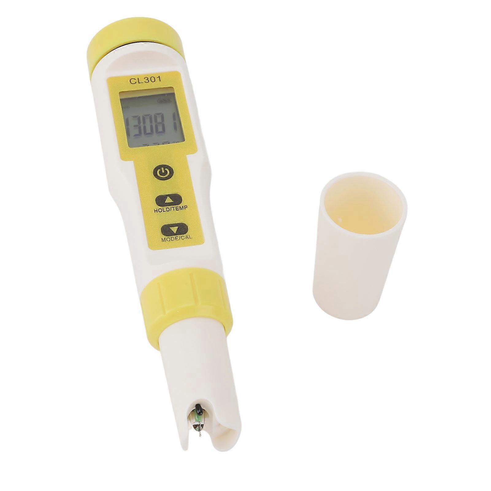 Water Quality Tester 3 in 1 Hydrogen CL Temperature IP65 Waterproof LCD Backlit Water Quality Meter for Drinking Water Pool 