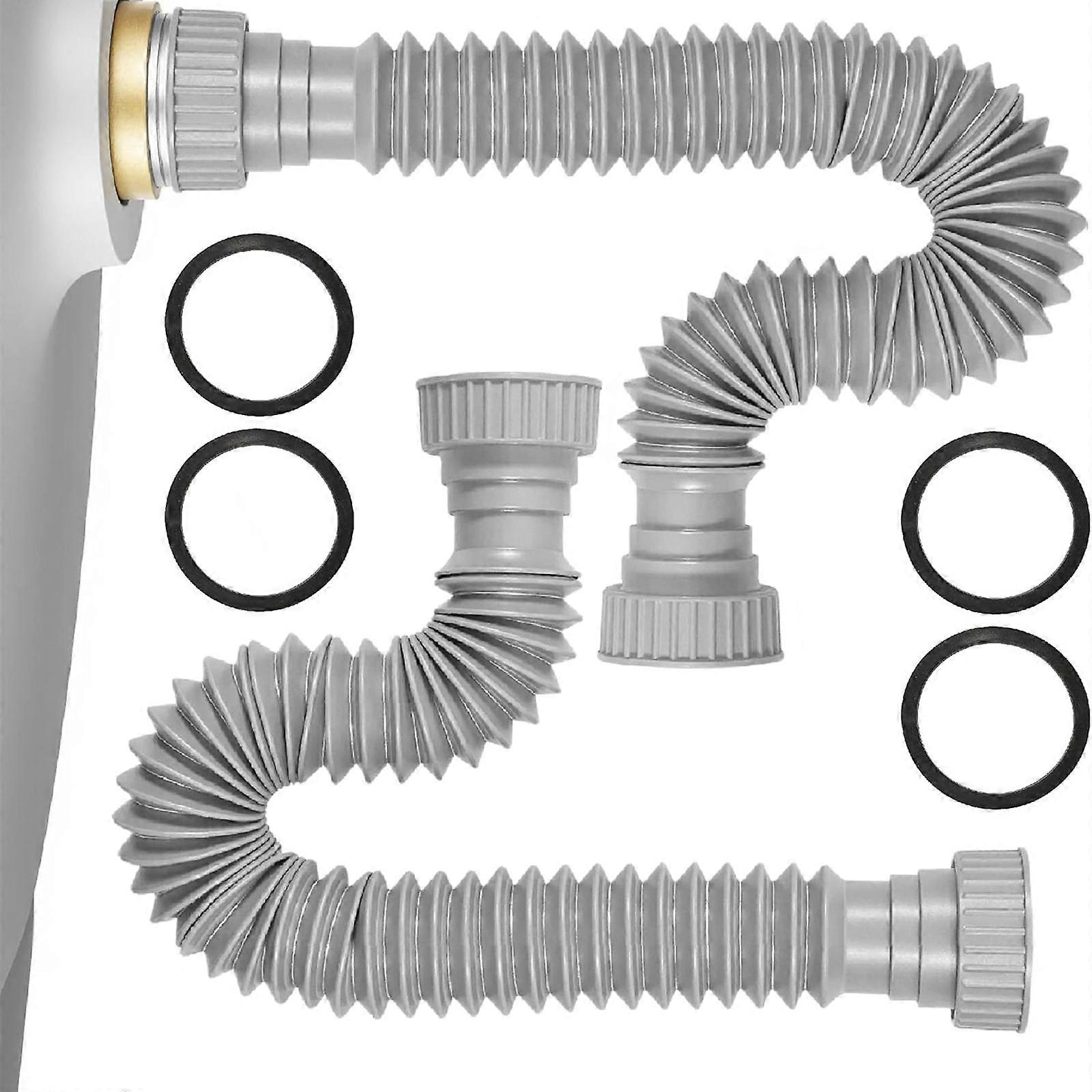 Adjustable Sink Drainage Pipe 2pcs Flexible P Trap set Leak Proof Sink Drain 2pcs for or Under Sink Bathroom Kitchen Multicolor