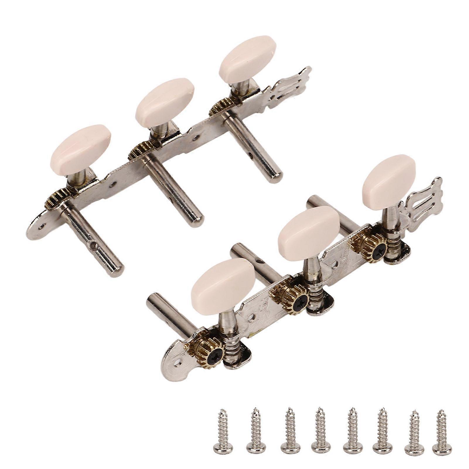 2Pcs String Tuning Key 3L 3R Metal Cream Color Button Acoustic Guitar Tuning Pegs