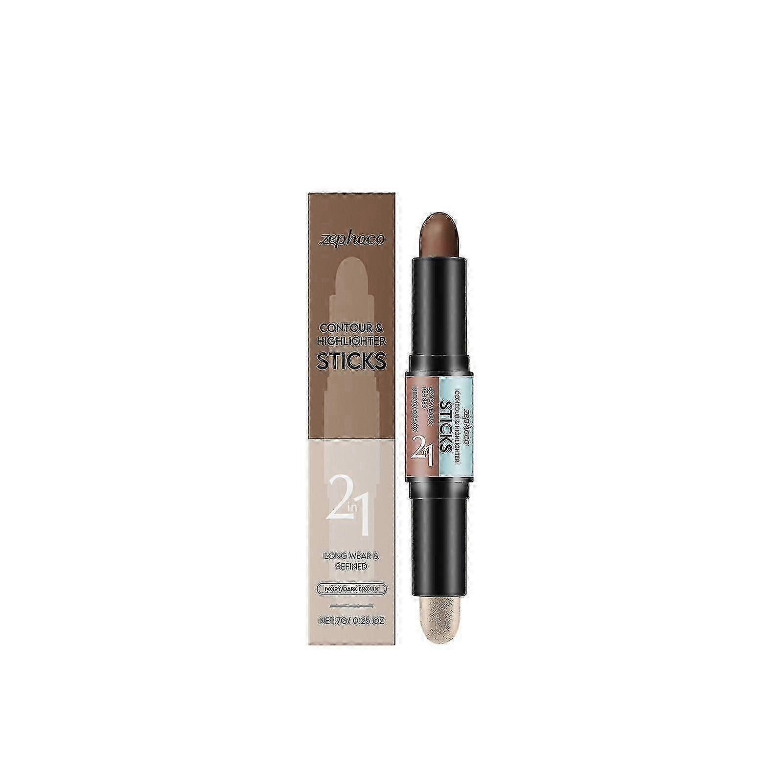 2-in-1 Contour & Highlighter Stick, 1PCS Dual-Ended Waterproof Long-Lasting Creamy Blendable for Face & Body