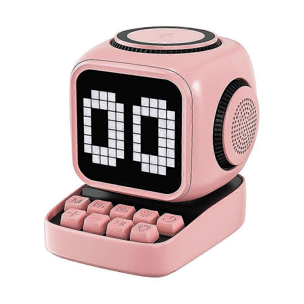 Retro Pixel Bluetooth Speaker with 10W Immersive Audio 15W Magnetic Wireless Charger Touch Control Digital Clock and Dynamic Light Effects