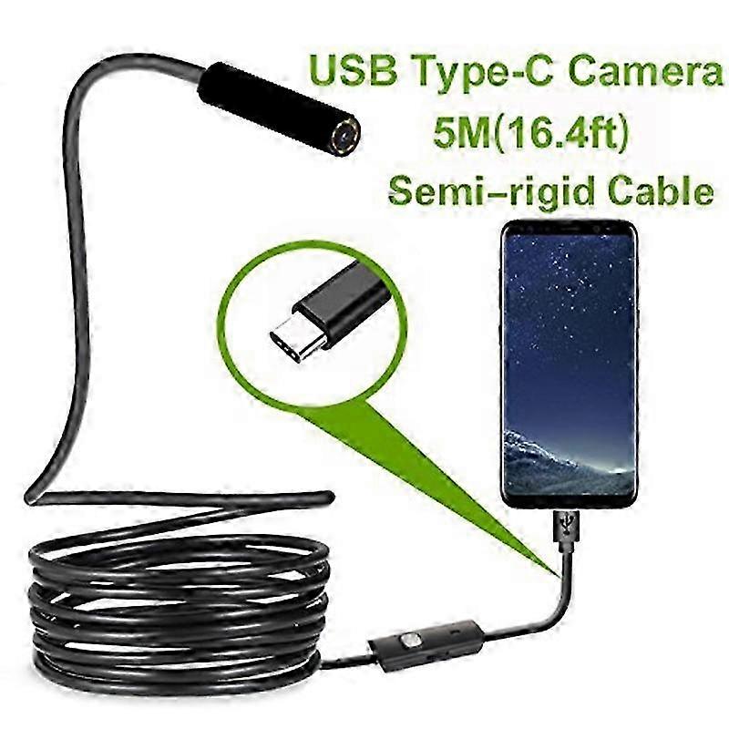 USB Type-C Endoscope Camera 7.0mm Rigid Cable for Android Phone PC Inspection