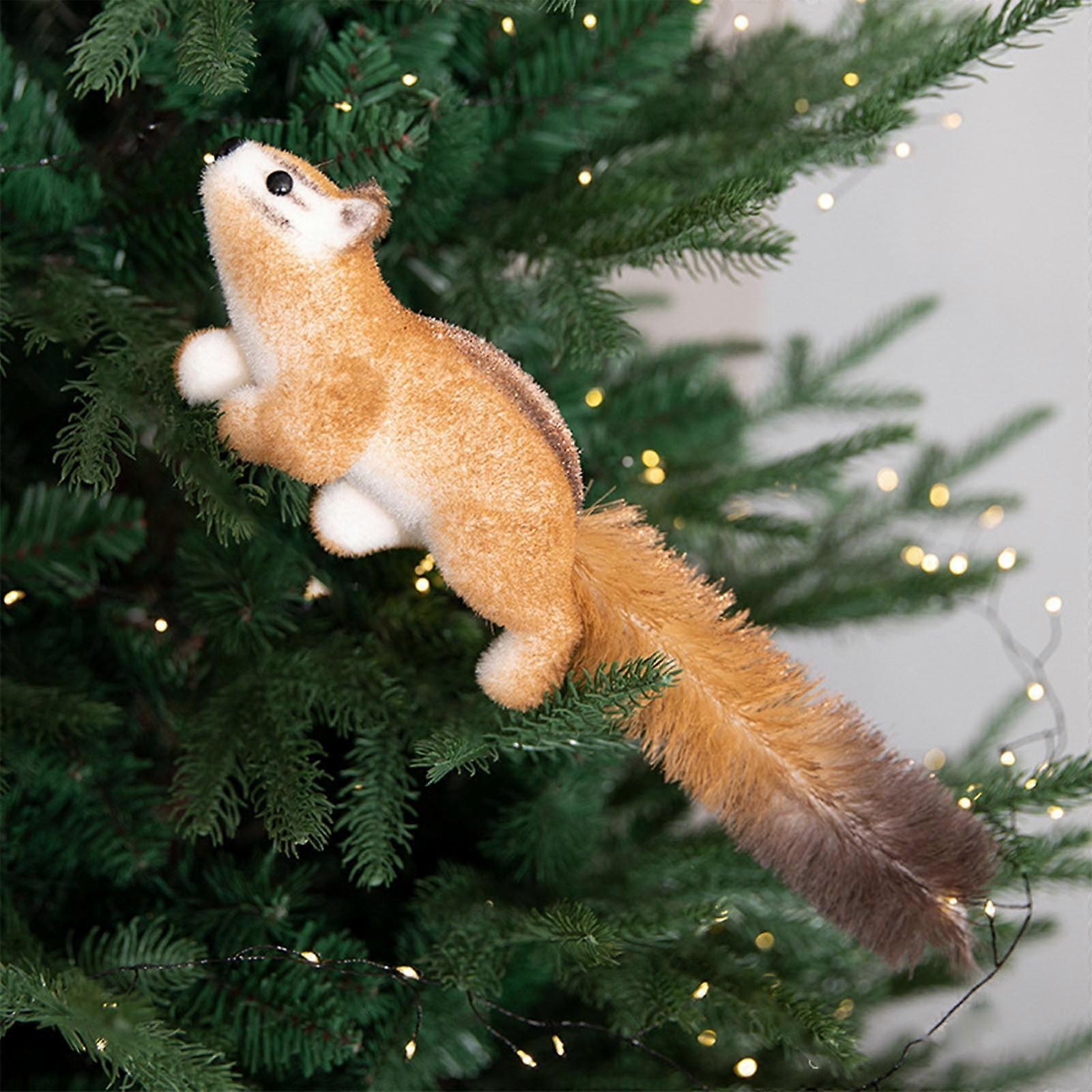 Inerposs Adorable Plush Squirrel Ornaments - Cute and Realistic Decorations for a Whimsical Christmas Tree