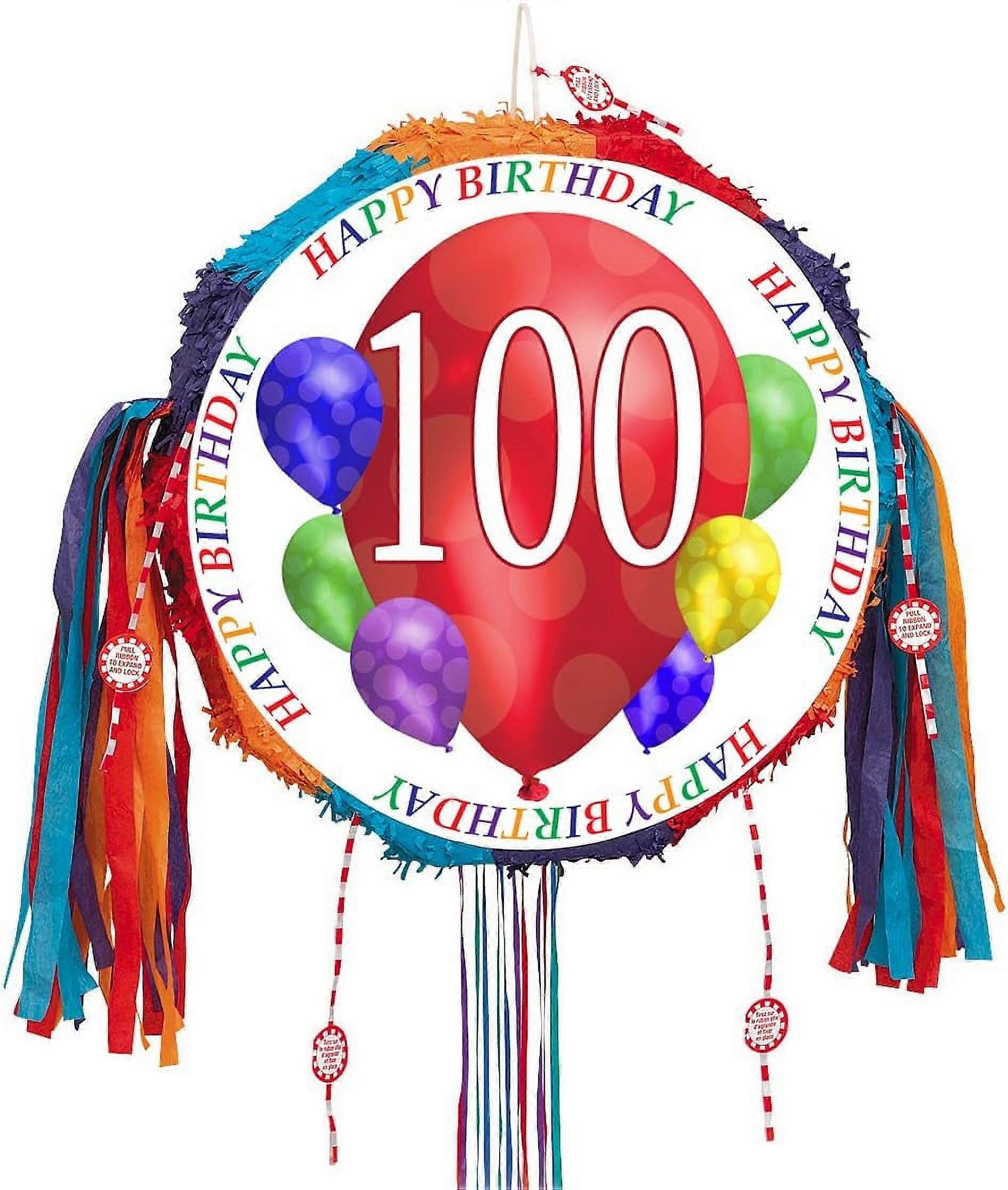 100TH Birthday Balloon Blast Pull Pinata (Each) by