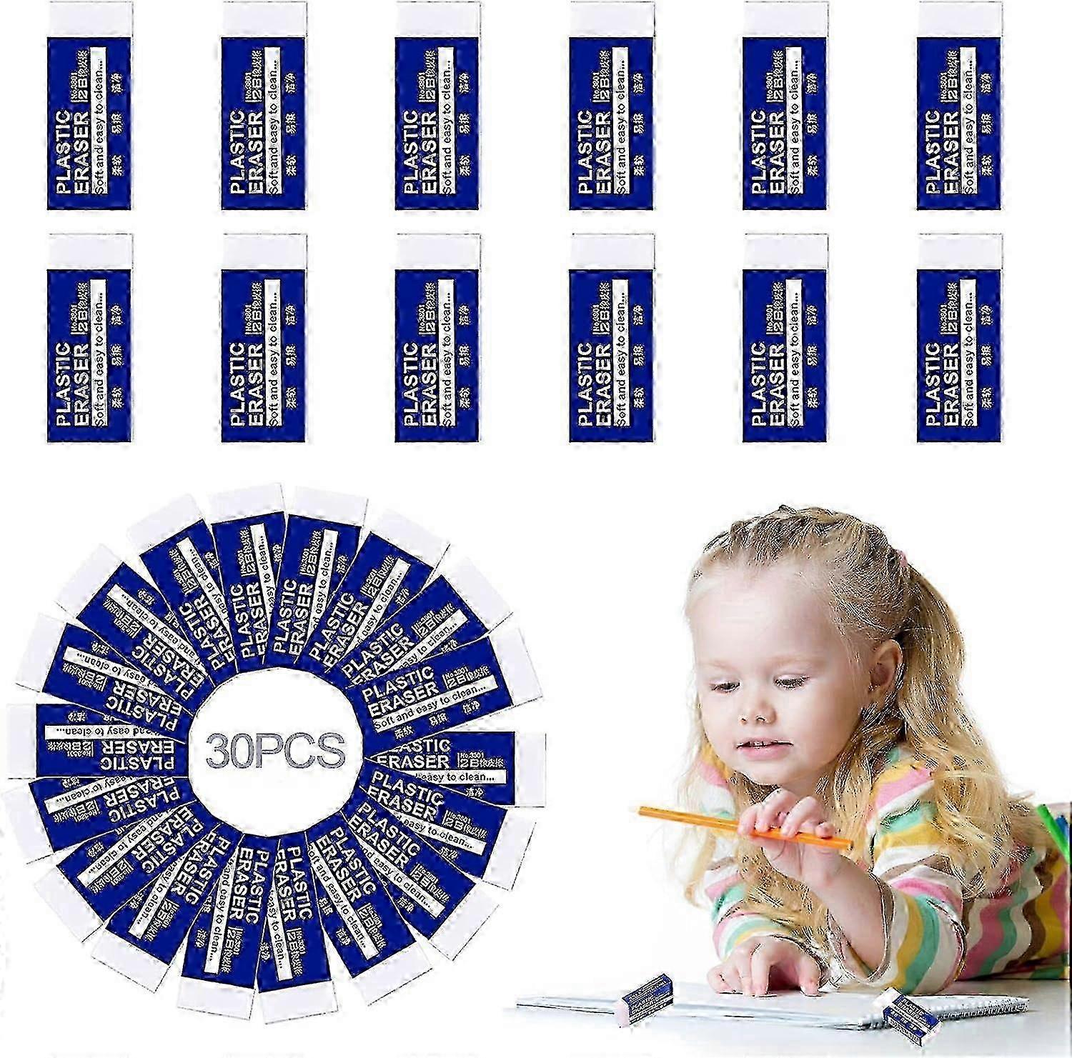 30|40 Pcs White Soft Eraser set, Durable Pencil Rubber Erasers, Soft 2B Erasers, White Erasers for Kids and Adults, Pencil Rubber Erasers Univers