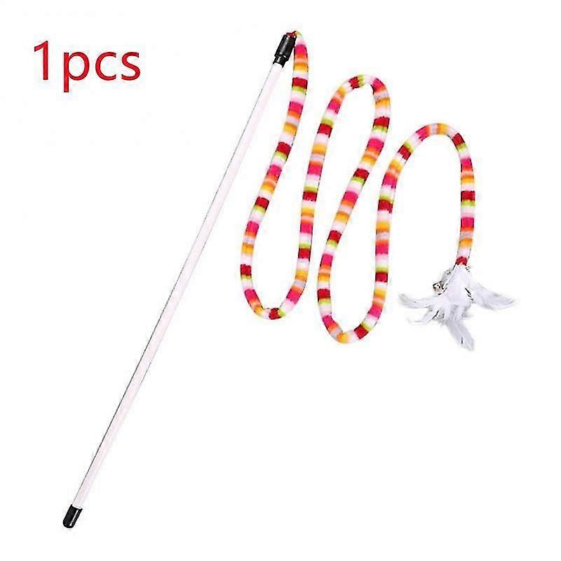 1/2/3pcs Interactive Cat Toy Rainbow Snake Shape Funny Feather Cat Stick Toy For Kitten Playing Teaser Wand Toy Cat Supplies