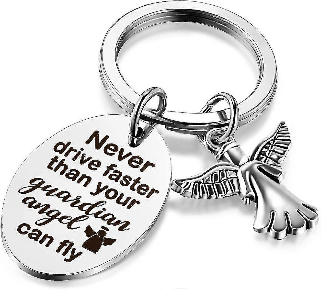 Porte-clés Ange, Porte-clés Conducteur, Ne conduisez jamais plus vite que votre ange ne peut voler (4-D-W) SZRH