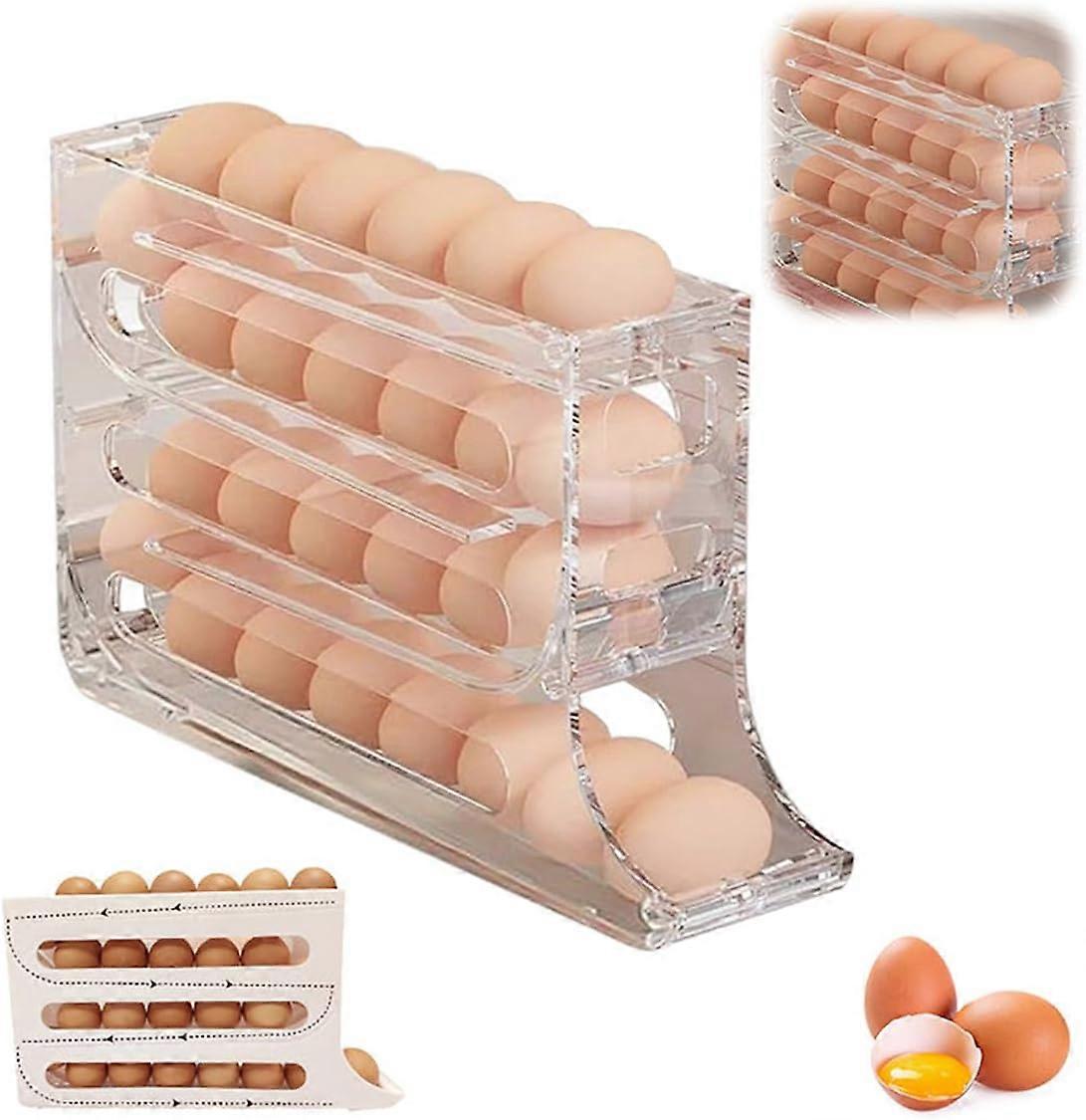 Egg dispenser stores 30 egg containers saves refrigerator space