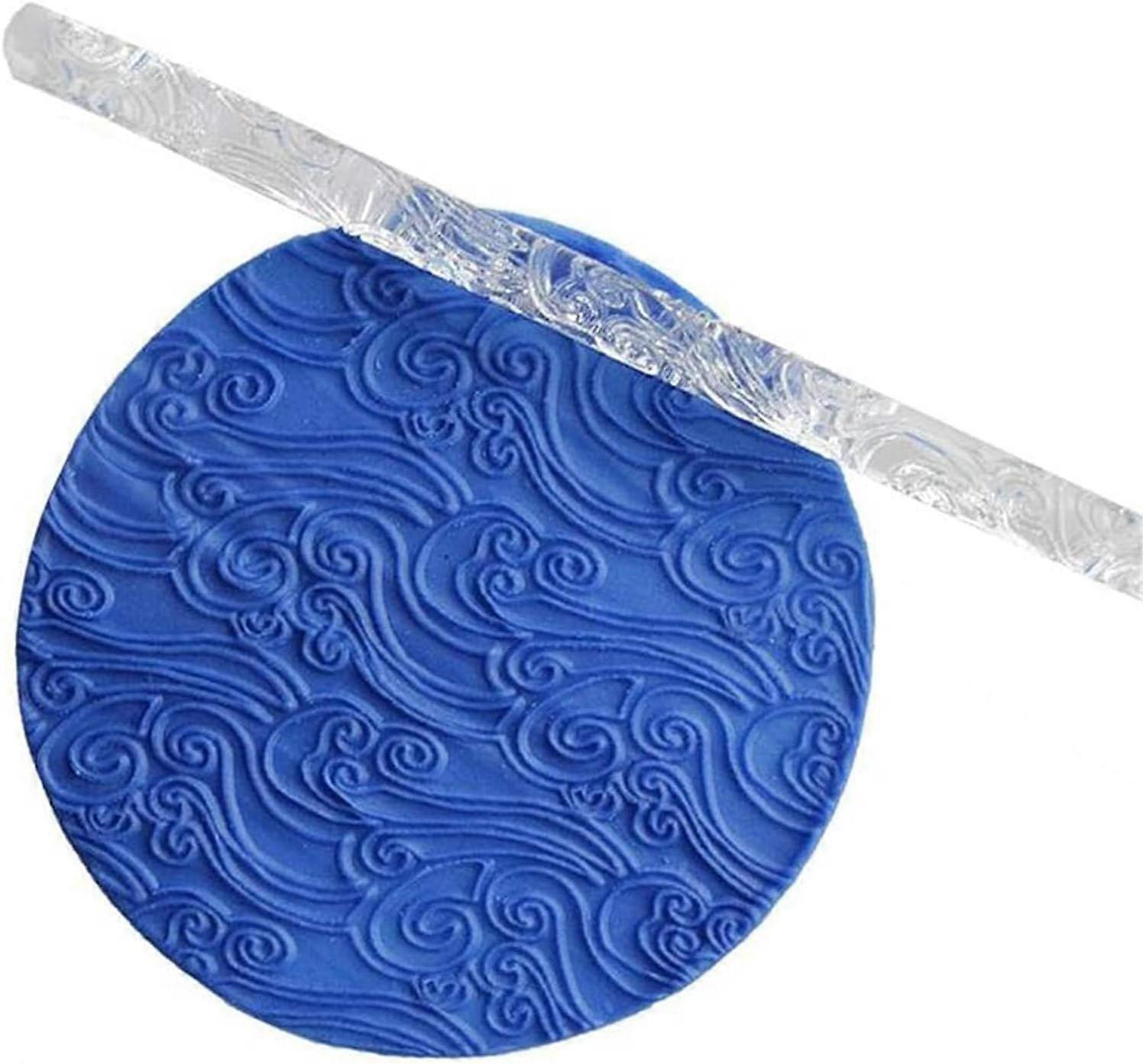 Acrylic Embossed Rolling Pin Moon Design  Transparent Clear, Relief Sculpture, For Cake Decorating, 12 Inch