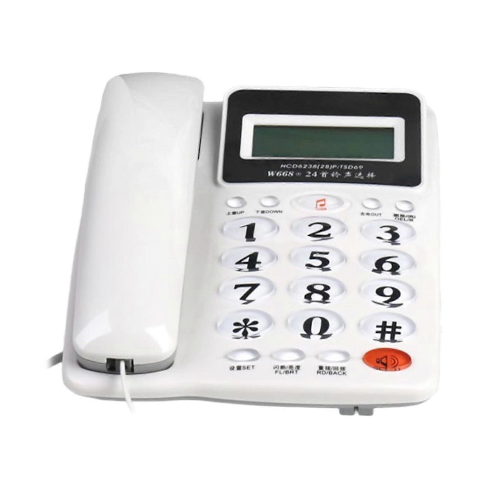 Large Button Phone for Seniors Corded Phone Noise Reduction Phone with Call Display for Hearing Guest Room Hotel Office  White