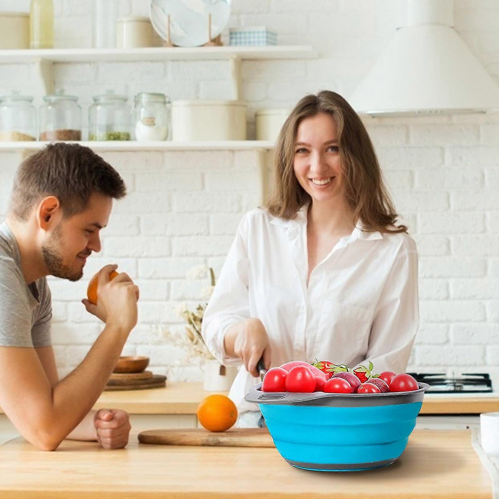 Collapsible Strainer Strainer Basket With Collapsible Handle Blue Basin Silicon