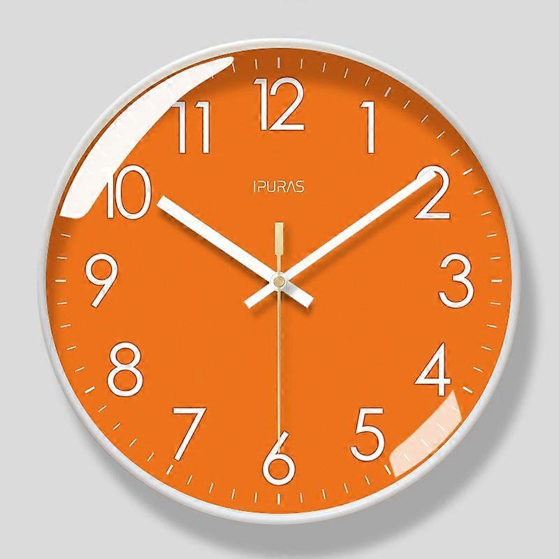 Blue core clock, 10 inch 25cm simple wall clock home wall clock silent sweep second office wall clock white orange