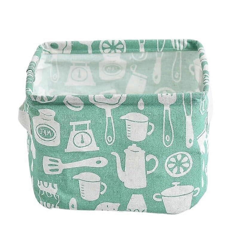 Small Foldable Canvas Laundry Basket with Handles, Cotton Linen Waterproof Storage Bin for Home Desktop Organization