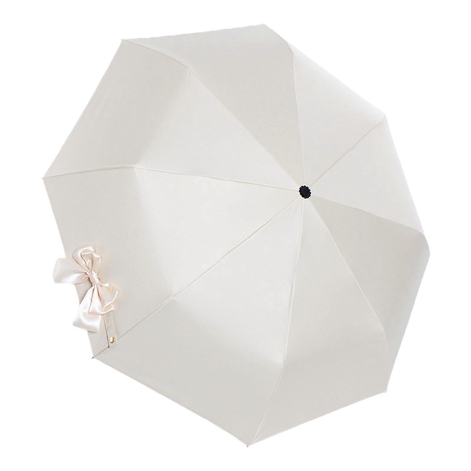 Lightweight Auto Windproof Travel Umbrella Automatic Open Close Large Bows Folding Sun Rain  White