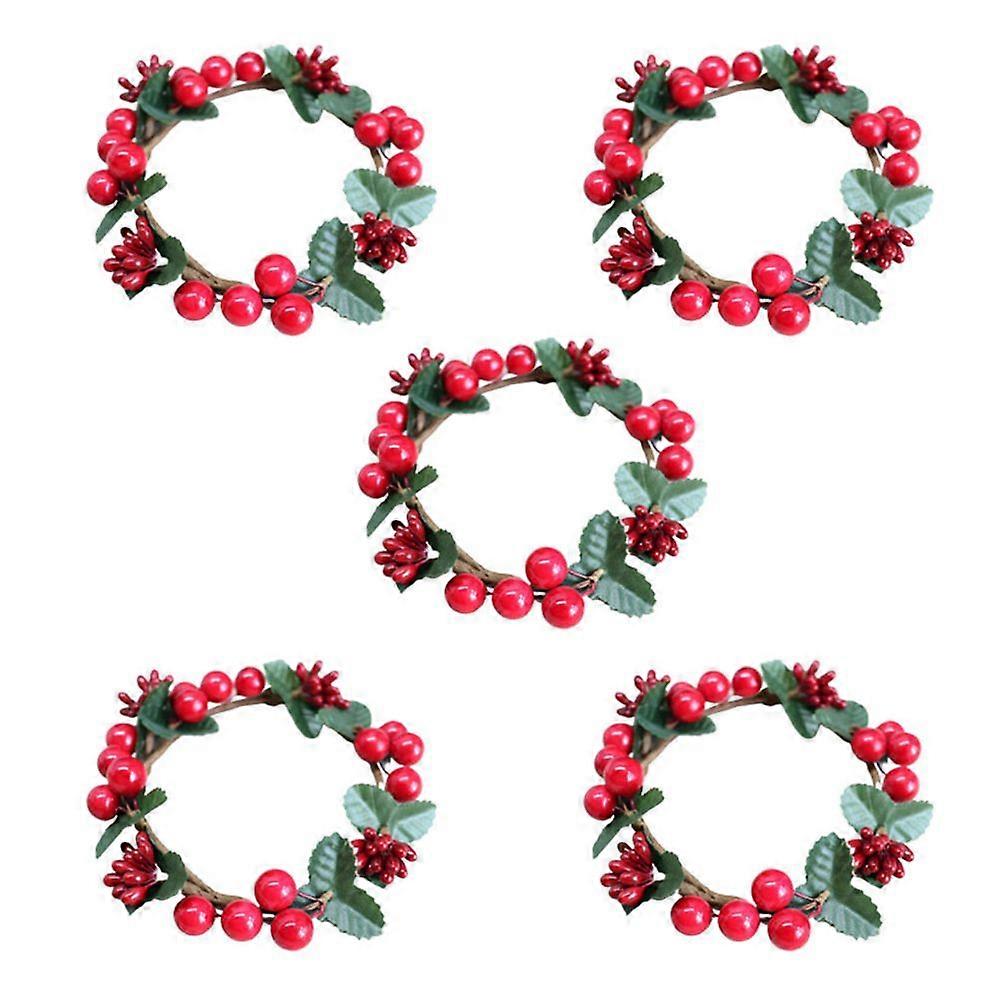 5pcs Christmas Tree Decorations Simulated Berry Design Candlestick Decors