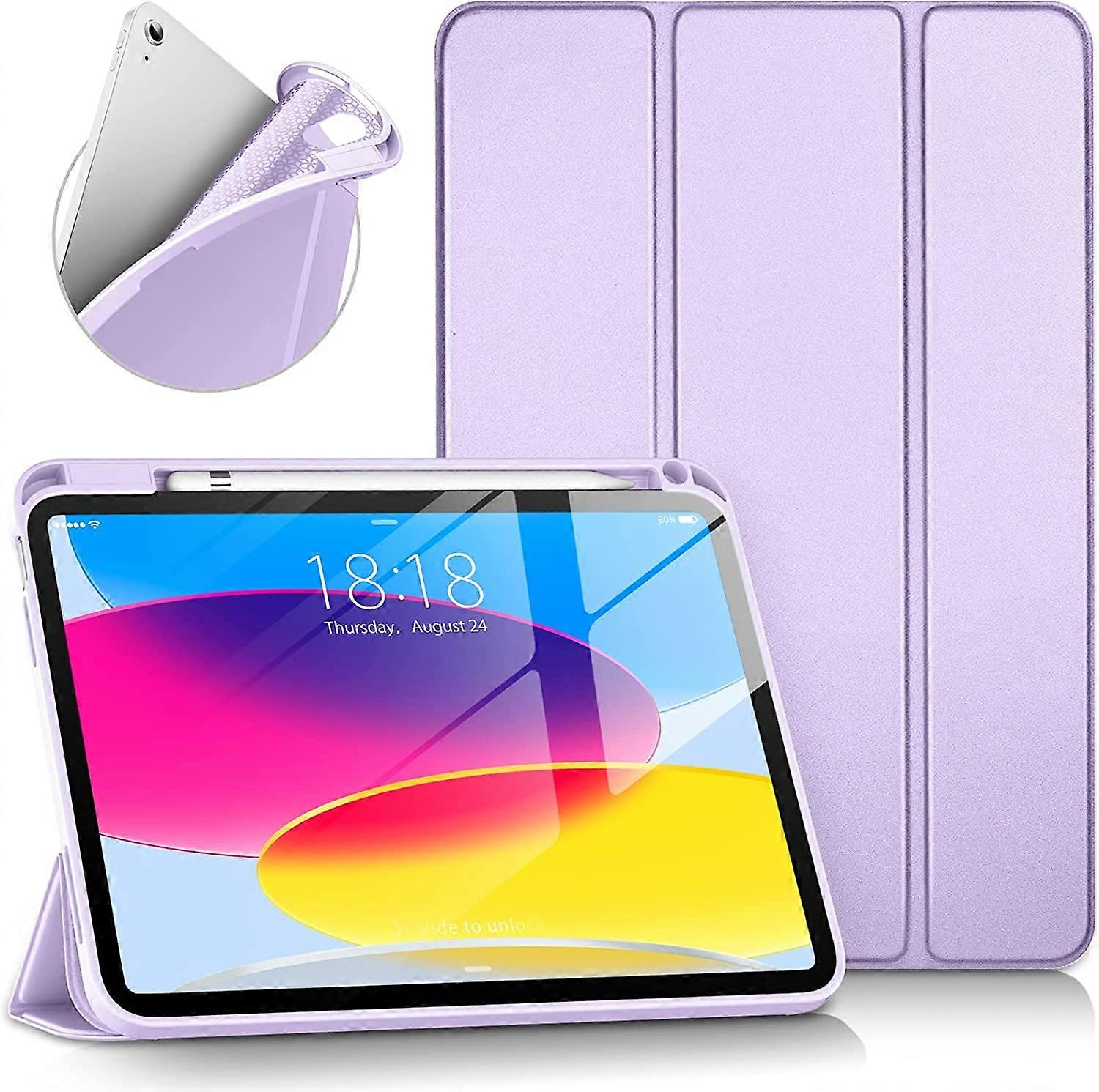 Compatible with iPad 10th Generation Case 10.9 Inch 2022, Slim Tri-fold Stand Soft TPU Back with Pencil Holder for compatible with iPad 10 Case -