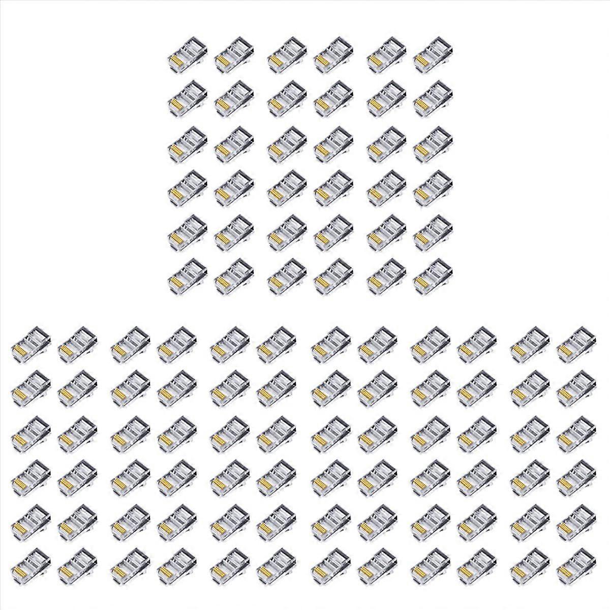 300Pcs RJ45 Connector 6U Gold Plated Pass Through Ethernet Cables Module Plug Network RJ-45 Crystal 