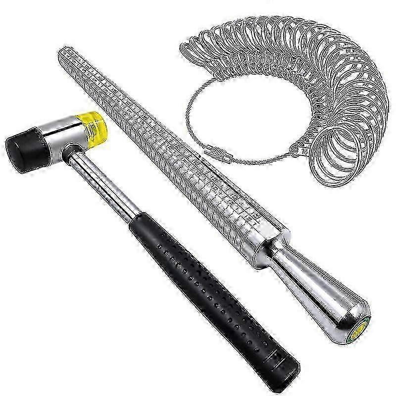 مجموعة أدوات قياس حجم الحلقة بما في ذلك مغزل الحلقة المعدنية مقاس مقياس كيت المطاط صائغ ما - JA