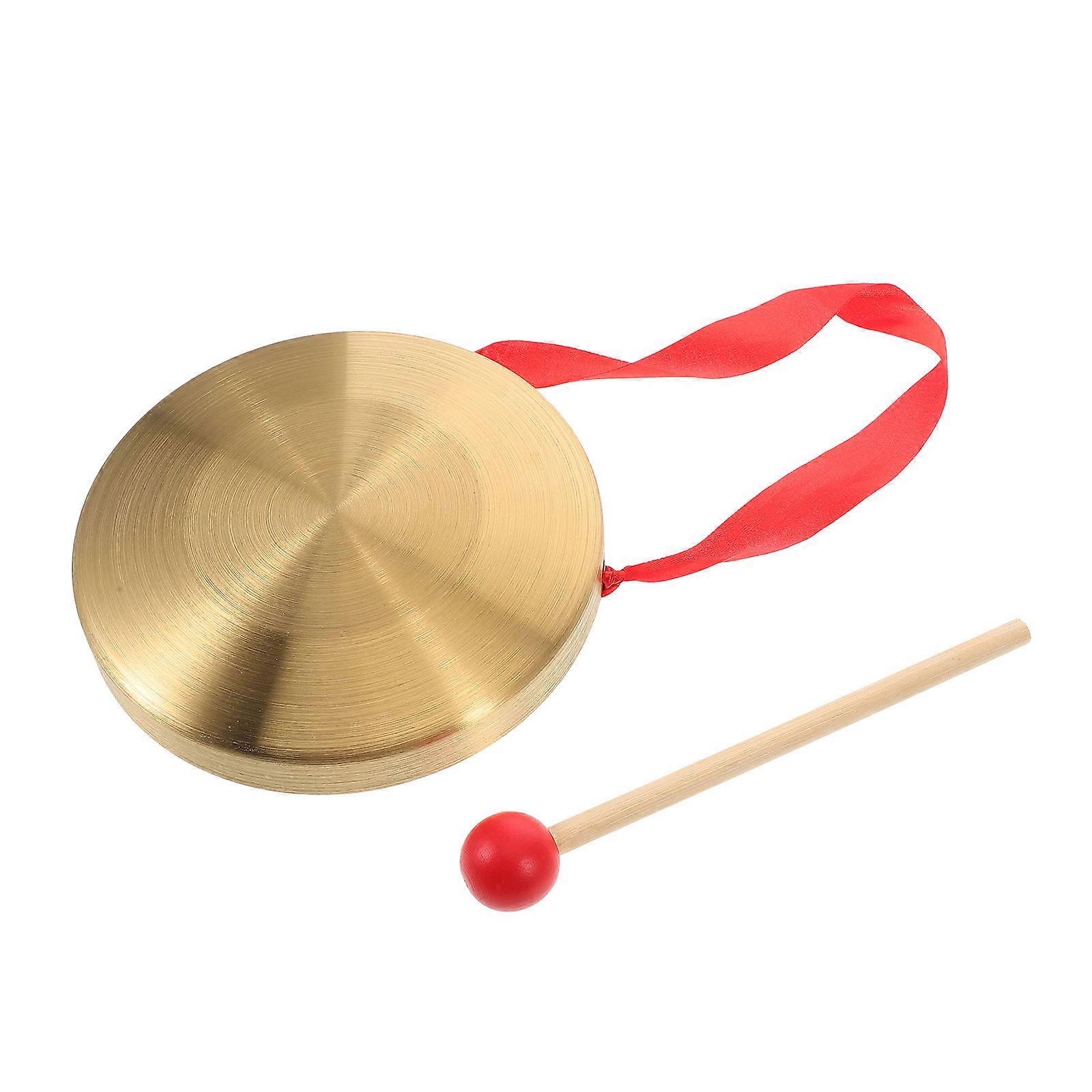 Golden Chinese Percussion Gong With Hanging String And Mallet For Musical Performance 1Pack