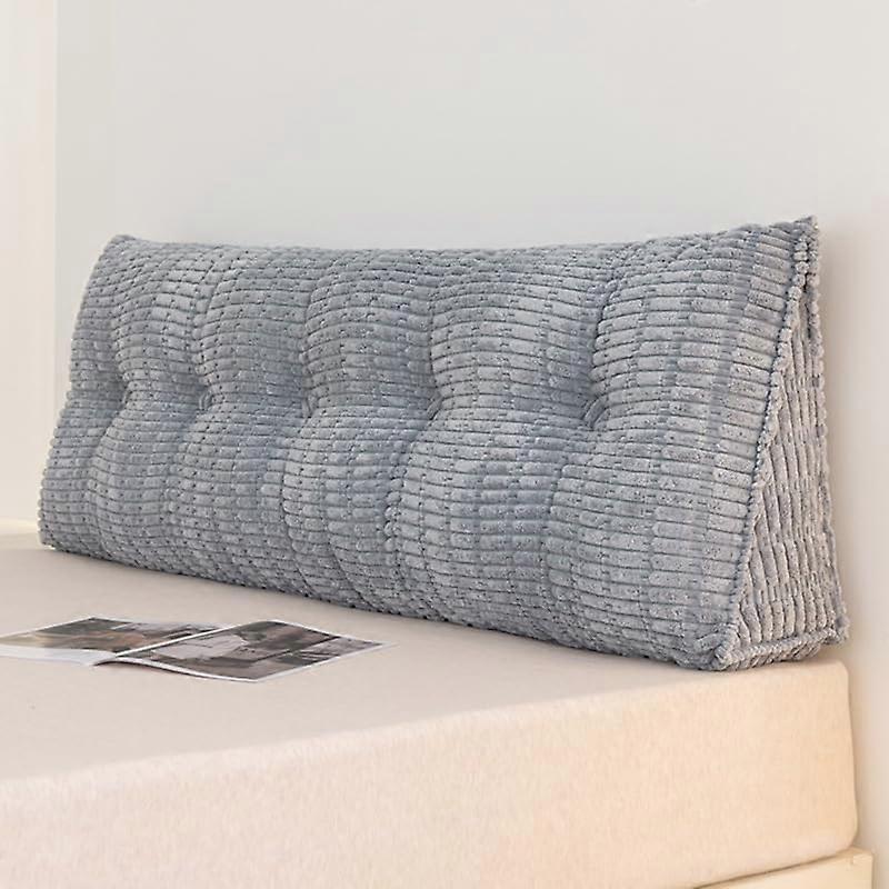 Wedge Headboard Pillow Large Sofa Back Cushion Waist Support Pillow Reading Wedge Backrest Pad 100x50x20cm Grey