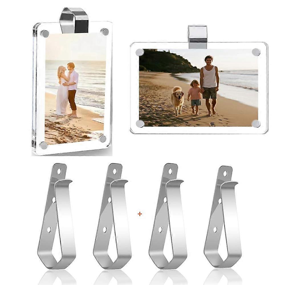Car Photo Frame Magnetic Acrylic Visor Holder with Crystal Clear Display and Extra Backup Clips 2 Pack