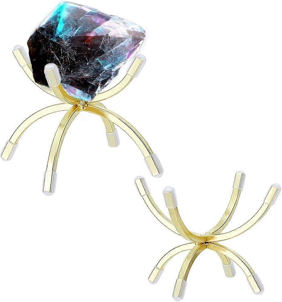 2PCS Claw Rock Display Stand 3.7x3.8x2.6inch Alloy Ball Stands Display Easel Holder Metal Arms Display Stand for Small Gemstones Mineral Agate Golden