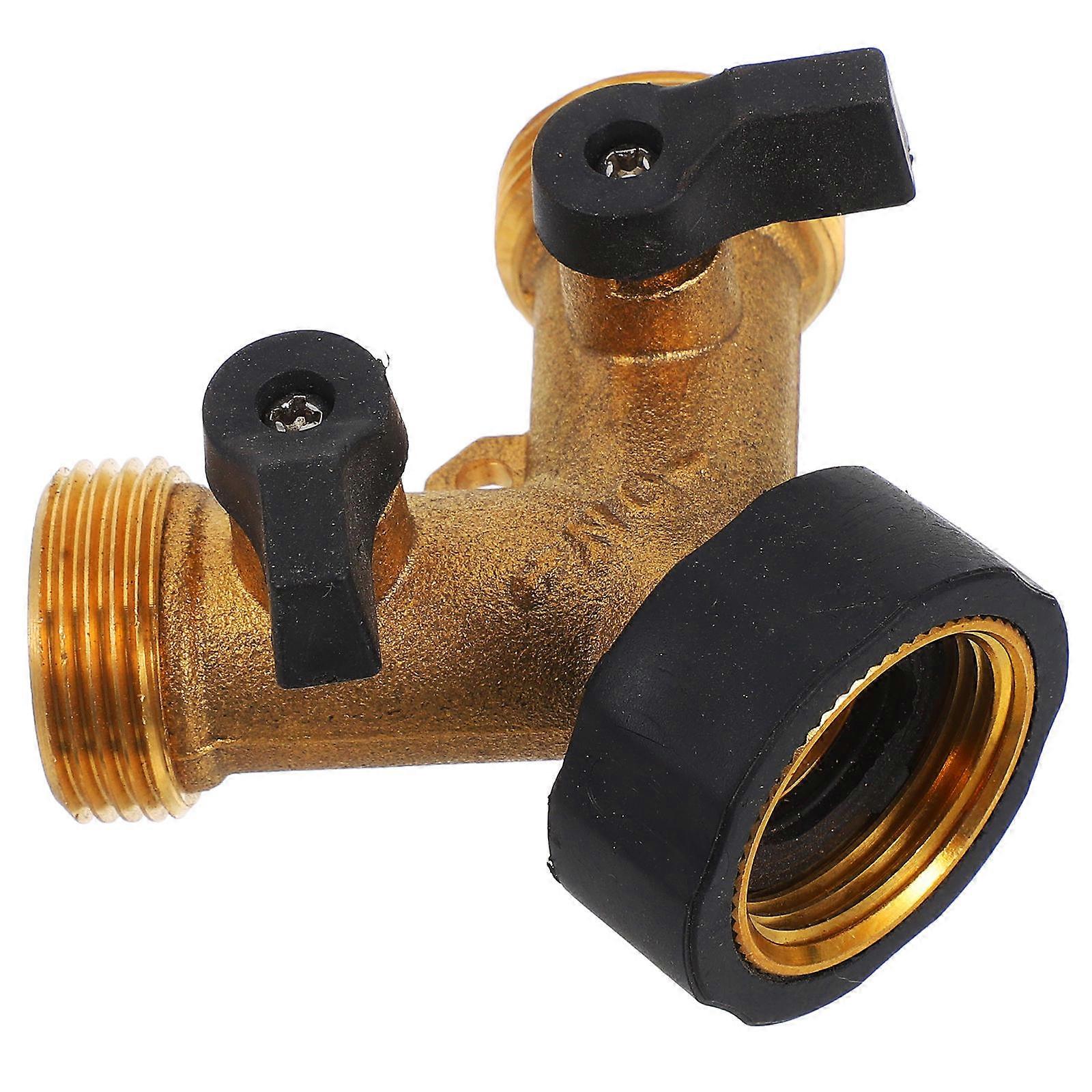 Copper Faucet Hose Splitter with Adjustable Water Flow for Kitchen Use Golden Color