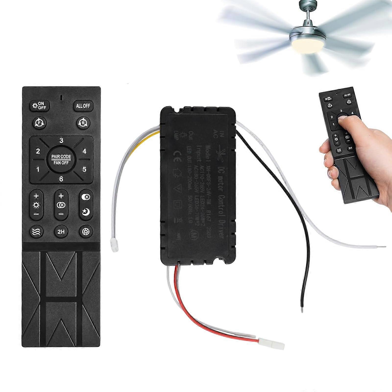Universal Ceiling Fan Light Remote Control Kit with 6Speed and Dimming Functions