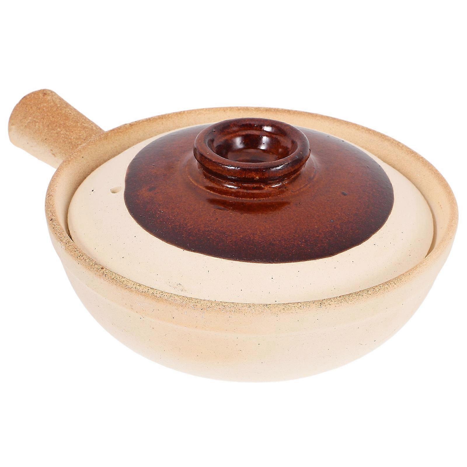 Sand Pot Ceramic Soup Pot for Stew 1 Piece Beige Cookware