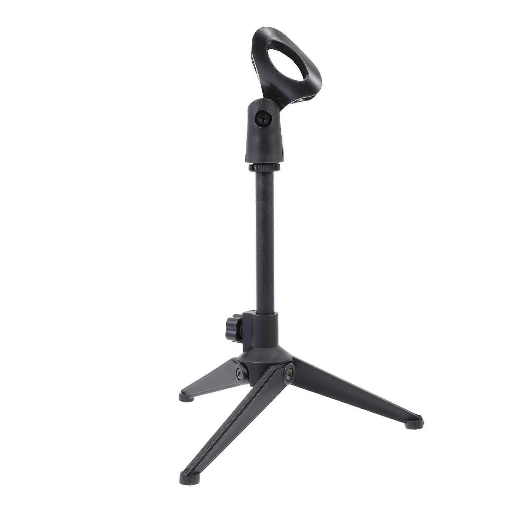1pc Microphone Tripod Stand Durable Metal Construction Lightweight Compact Black For Broadcast Podcasting Meetings