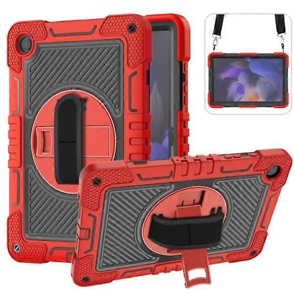 Compatible with Samsung Galaxy Tab A9+ Case in 360 Degree Rotation Design of PC and Silicone Red & Black