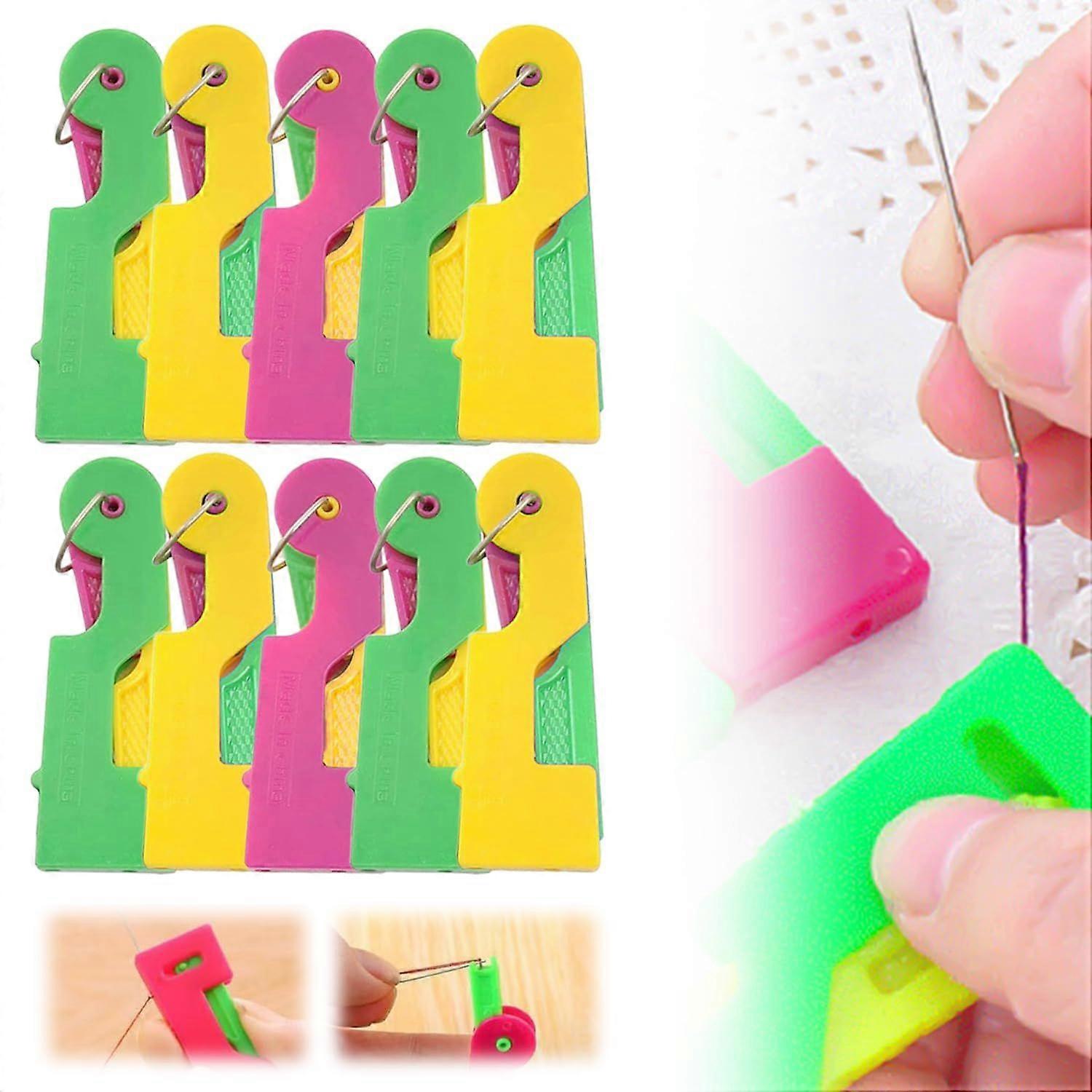 Automatic needle threader, 2025 new model needle threader, upgraded automatic needle threader, random color (10-piece set)