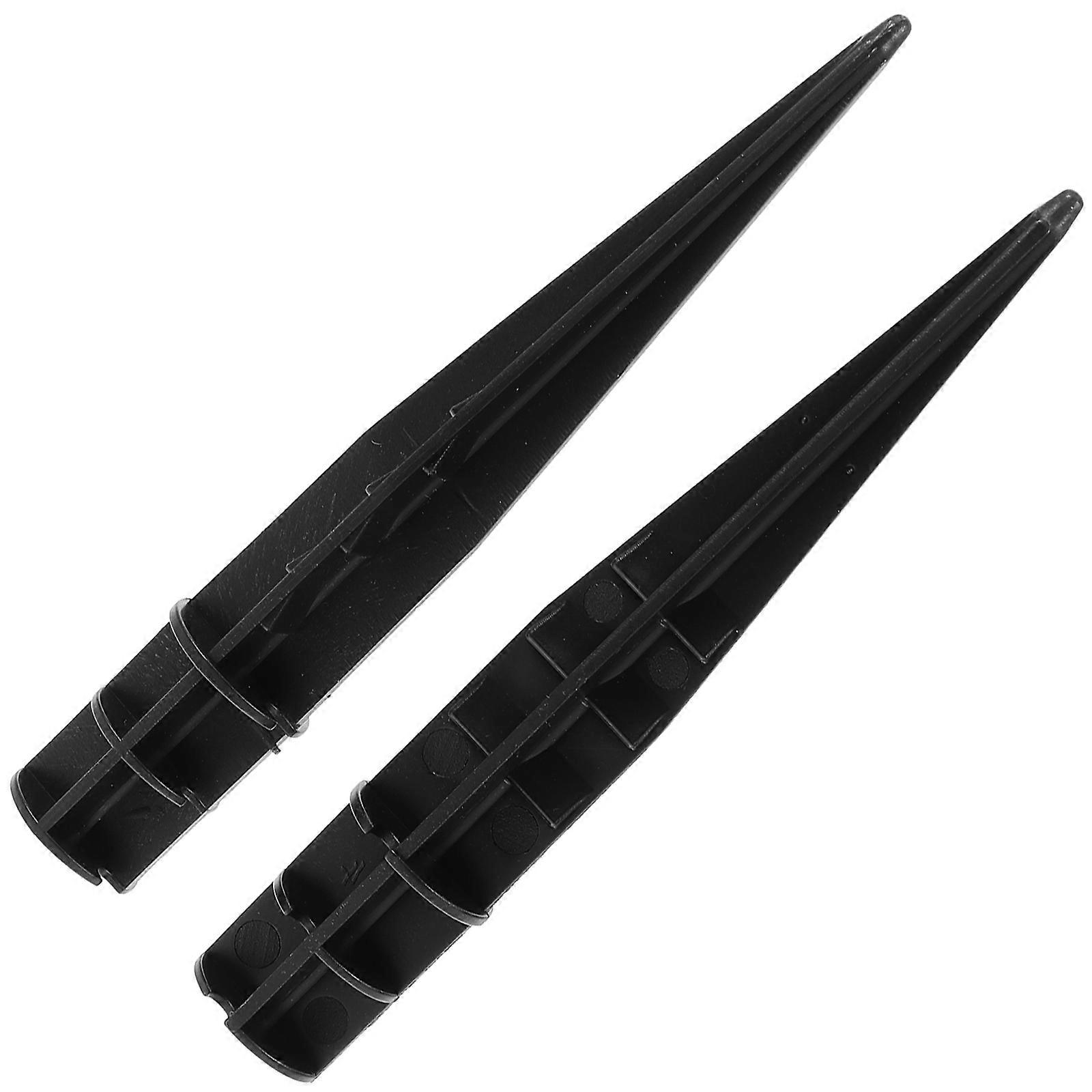 Garden Light Stakes Plastic Ground Spikes 14.8X2CM Black Conical Shape Replacement For Yard Pathway 2Pcs