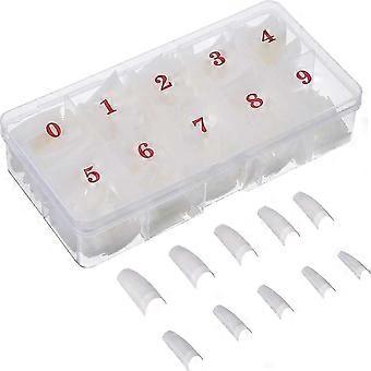 500-Piece Natural French False Nails with Storage Box - Artificial ABS Nail Tips for Women &