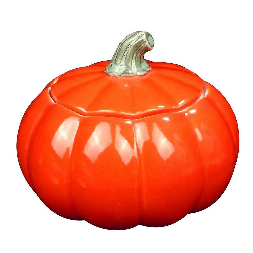 Ceramic Storage Jars Mini Pumpkin Shape Tea Can Sealed Container For Home Use Red 1Pack