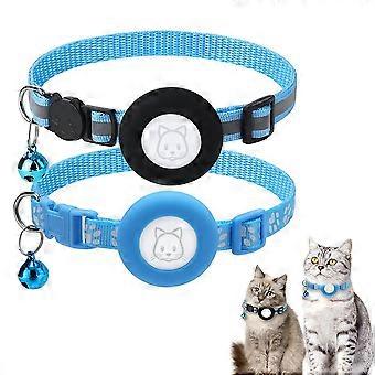 2Pcs/Set Protective Case for AirTag Reflective Nylon Pet Collar GPS Tracker Silicone Cover with Bell