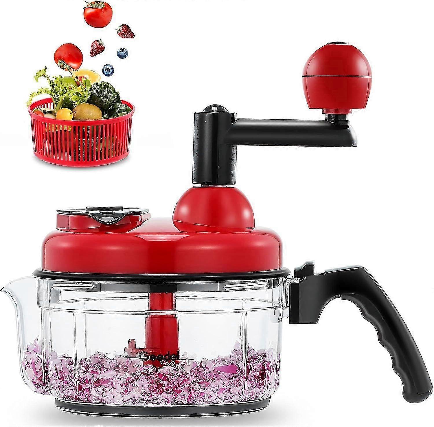 Hand Food Chopper, Quick Manual Vegetable Processor, Easy To Clean Rotary Dicer