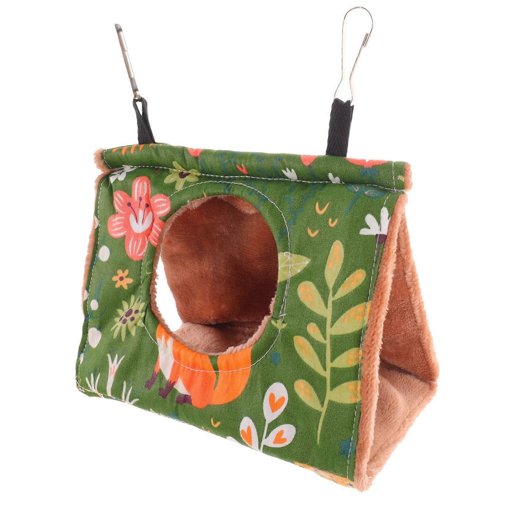 Warm Triangular Bird Hammock Bed for Parrots and Small Pets Soft Cozy Nest for Winter