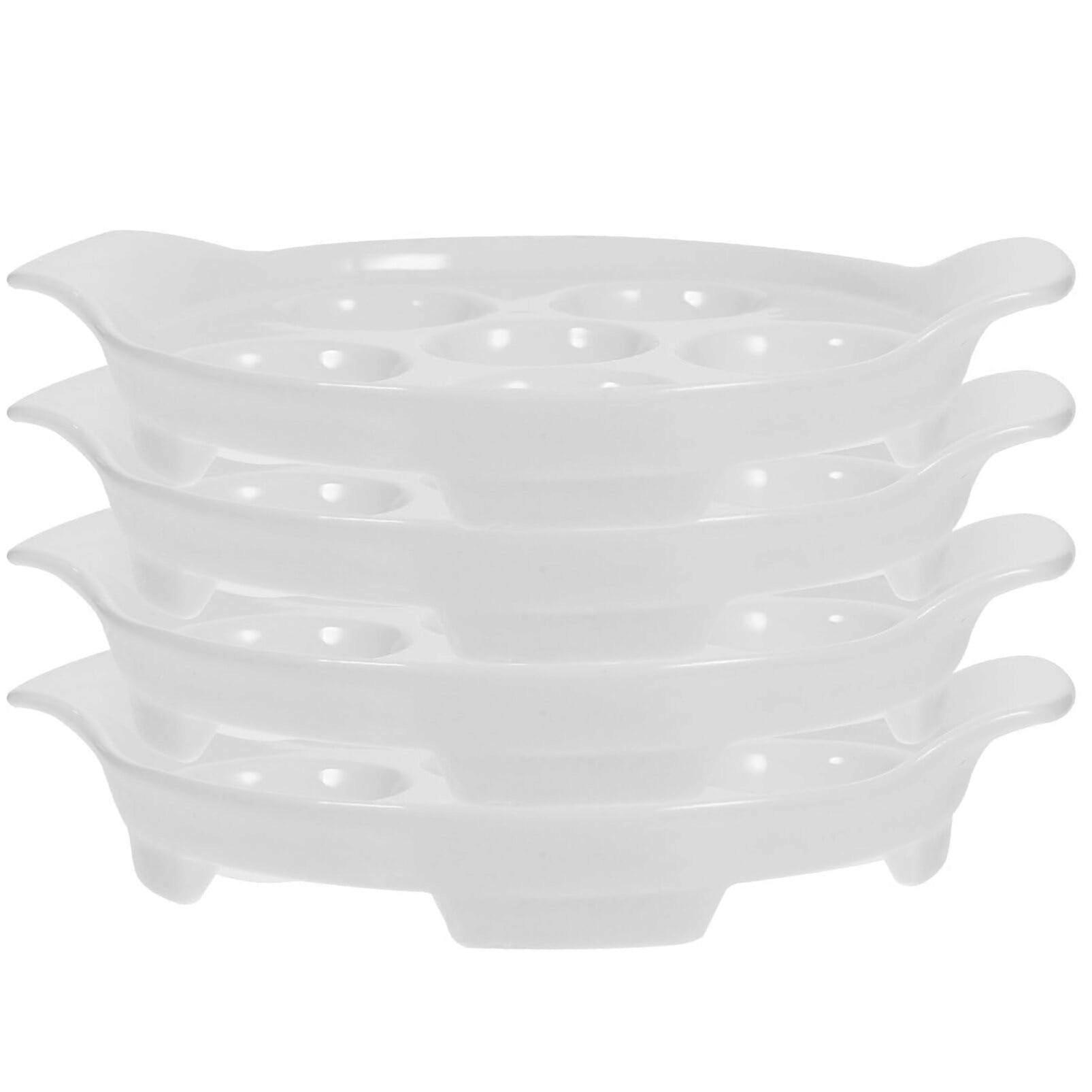 4pcs Ceramic Escargot Baking Dish with Handles, Even Heat, Durable White Snail Plate Set