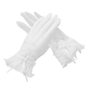 Bridal Gloves Lace Imitation Pearl Inlaid for Decoration 1Pair White
