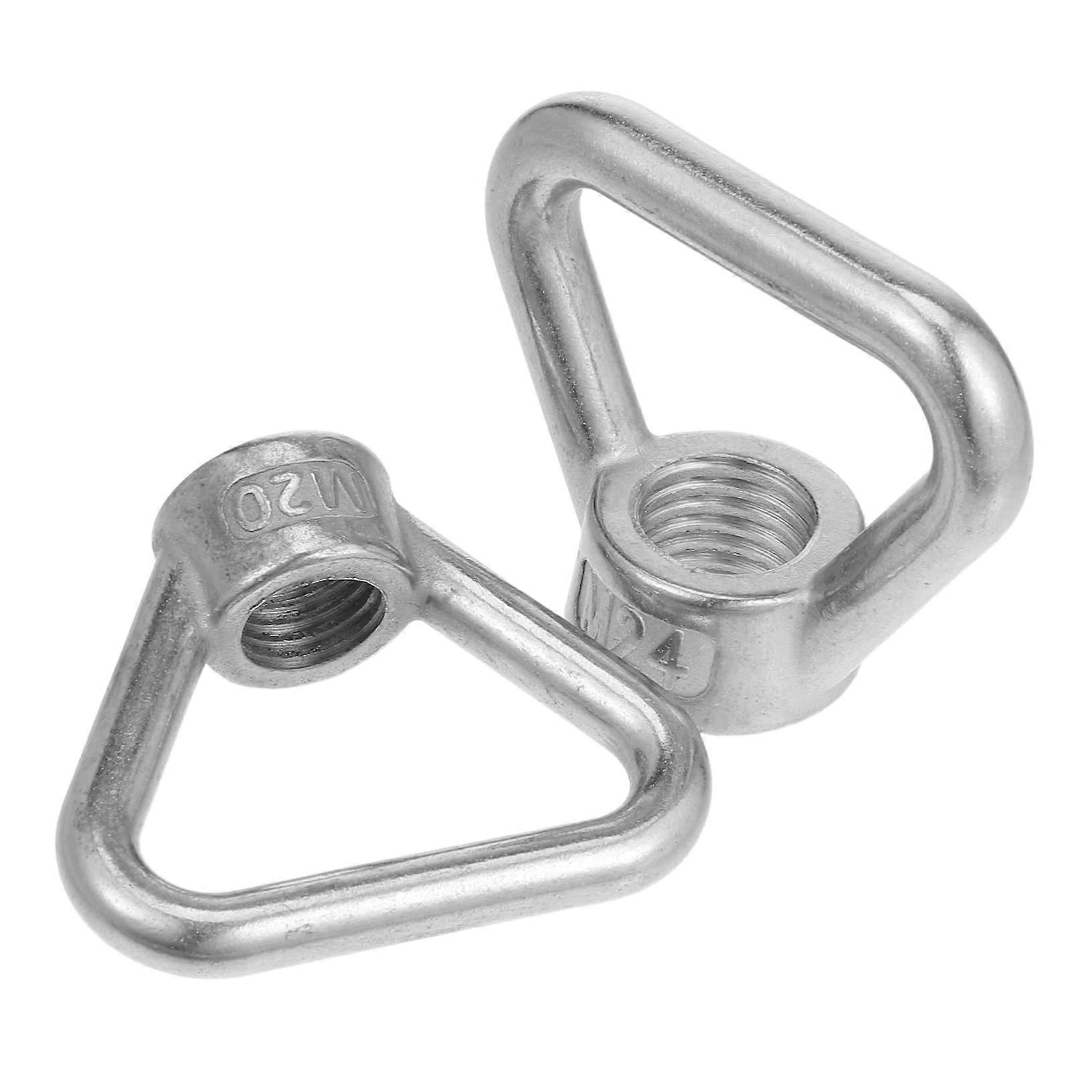 2pcs Stainless Steel Lifting Eye Nut Triangle Ring Heavy Duty Threaded Hoisting Support Silver