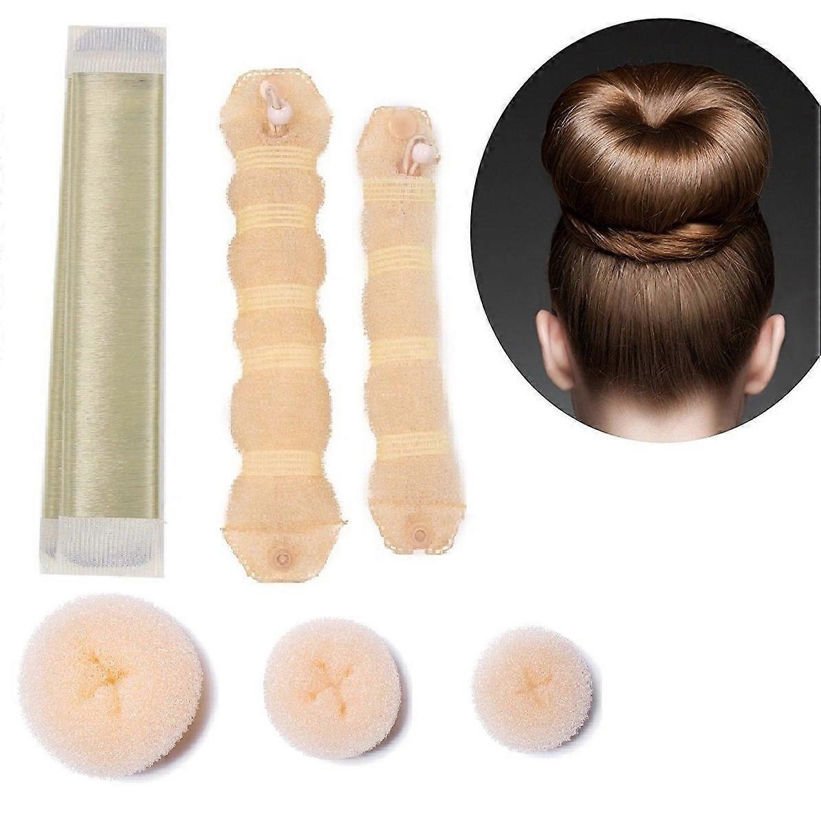 Hair Bun Maker Set with Multiple Size Options for Fast Styling, 6 Pieces Beige