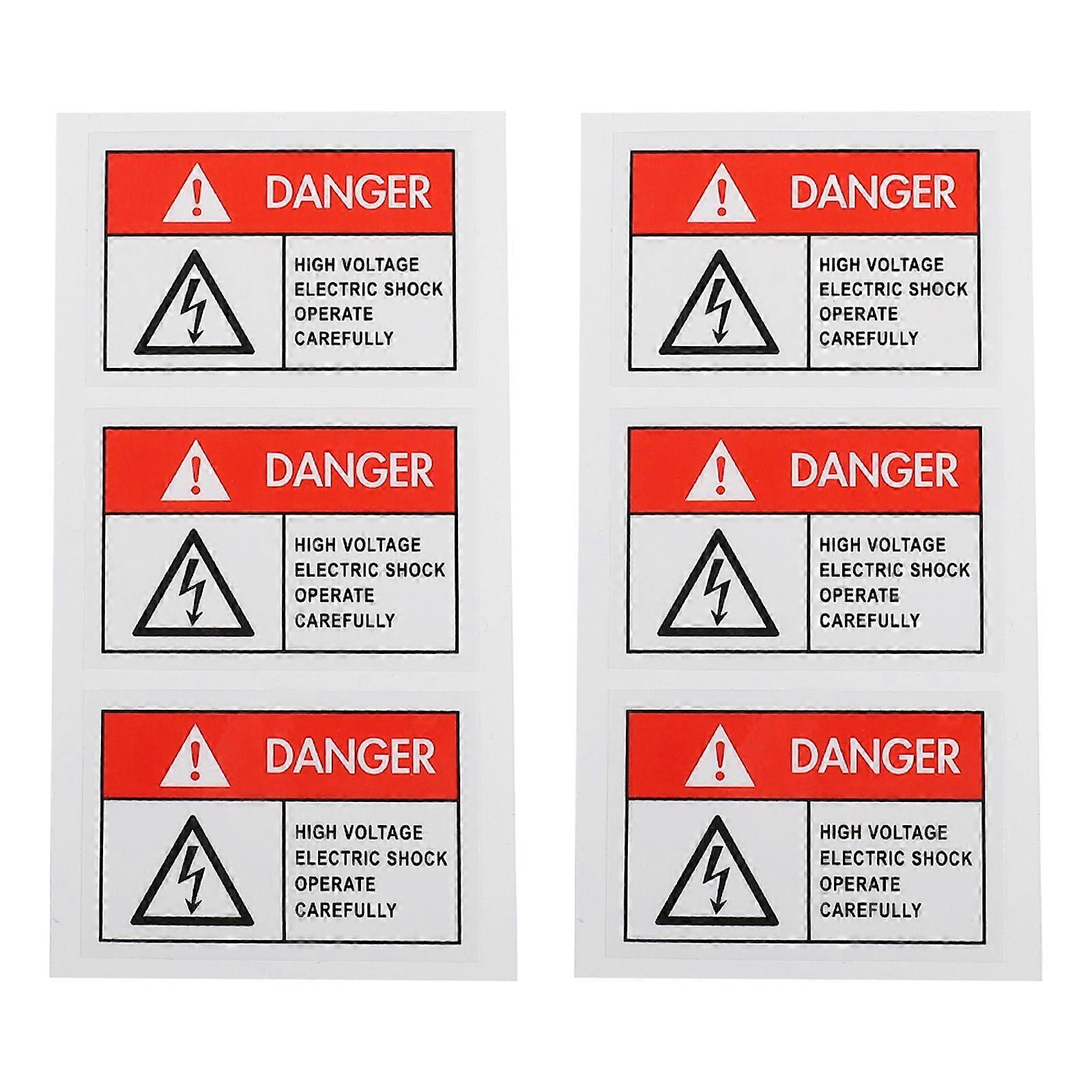 6pcs General Warning Electric Shocks Label Decal Electric Shocks Warning Sticker