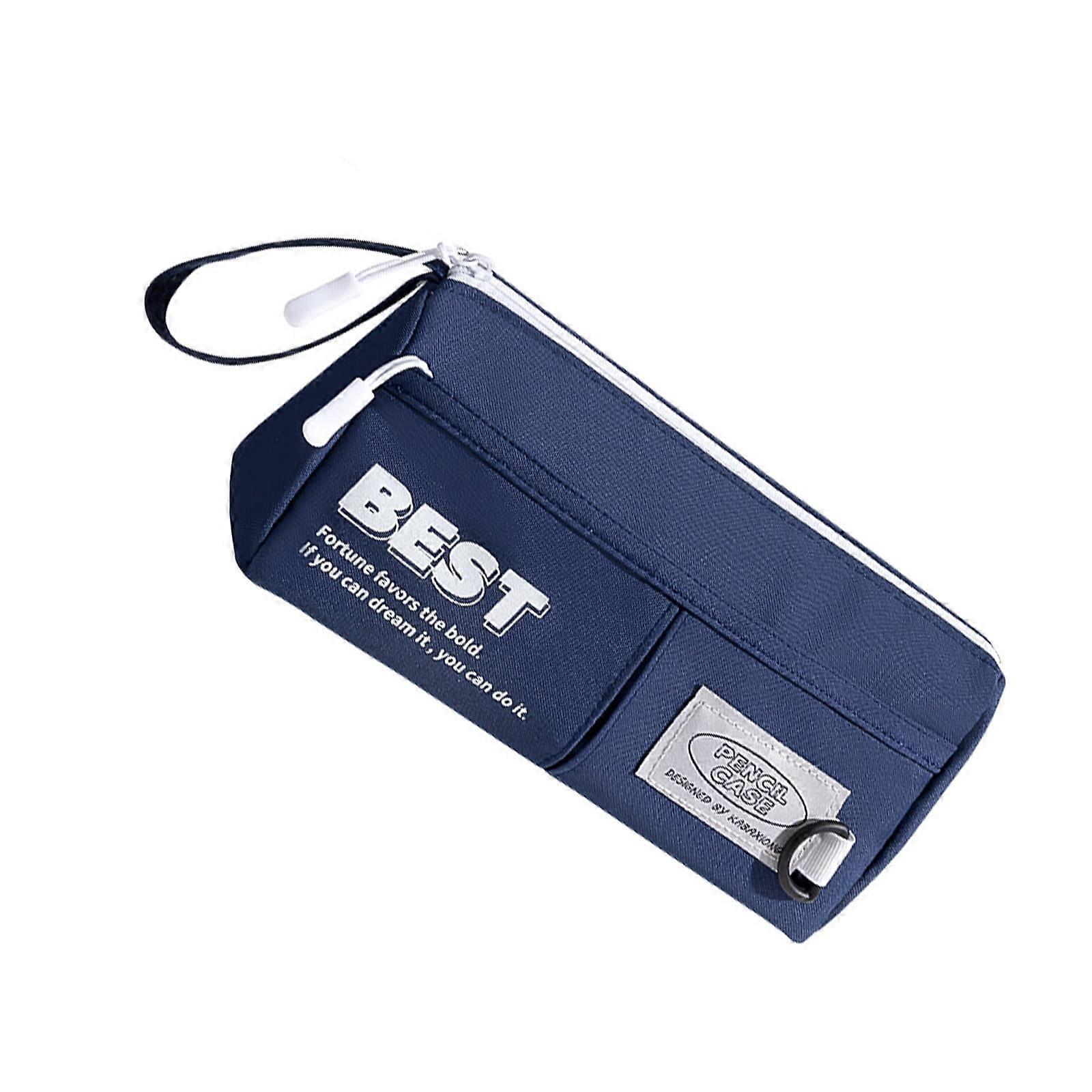 Large Capacity Pencil Case with Multiple Compartments, Durable Canvas Pouch for School and Office